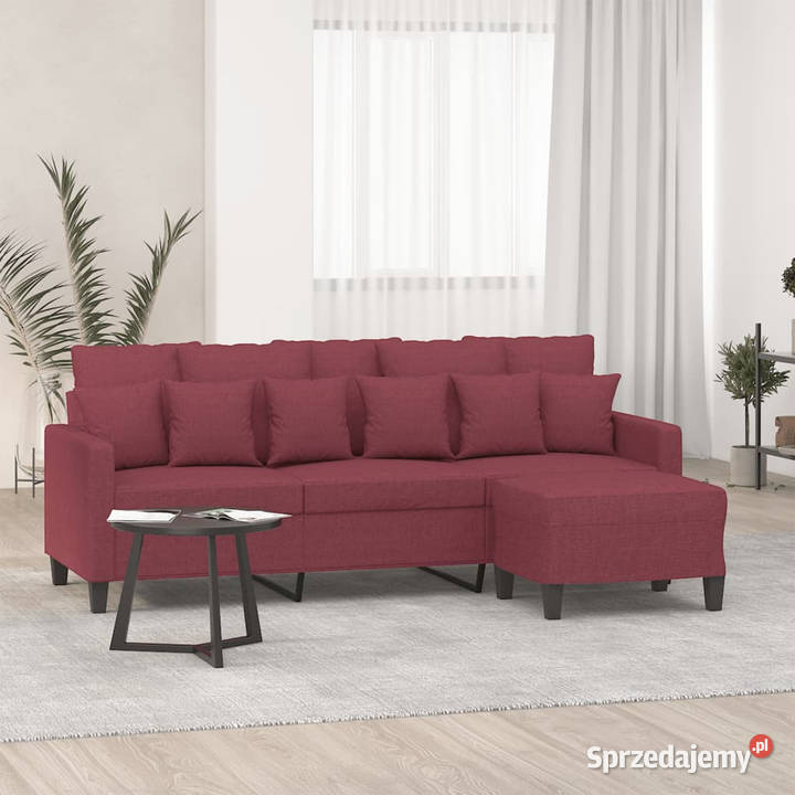 3osobowa sofa z podnóżkiem winna czerwień 180 Sofy i kanapy