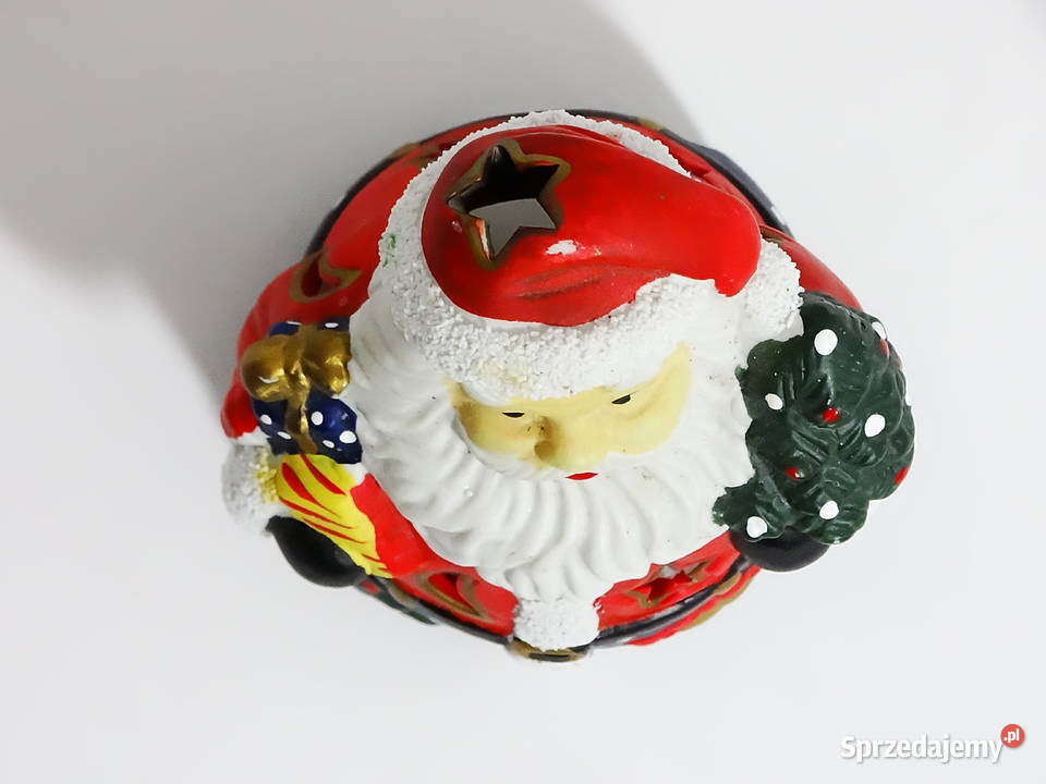 Ceramiczny Mikołajek świecący świecznik Boże Narodzenie Biłgoraj