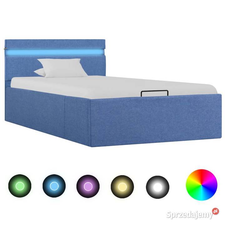 vidaXL Rama łóżka z podnośnikiem i LED, niebieska, 285612