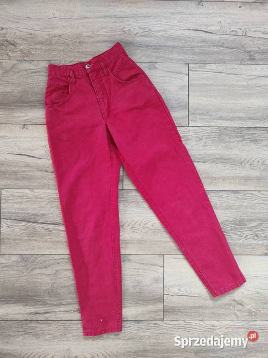 Lniane czerwone spodnie Wysoki stan Vintage 30 podkarpackie Jasło