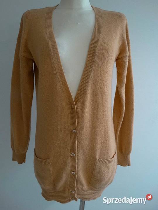 Sweter Kardigan z Angorą Długi Rozpinany Łomża