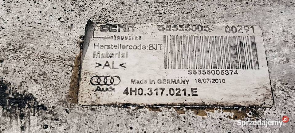 CHŁODNICZKA OLEJU AUDI A8 D4 4H0317021E osobowe Lipno