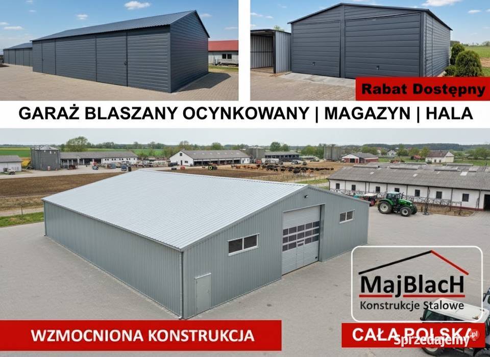Ocynkowany Garaż Blaszany Dwuspadowy RAL