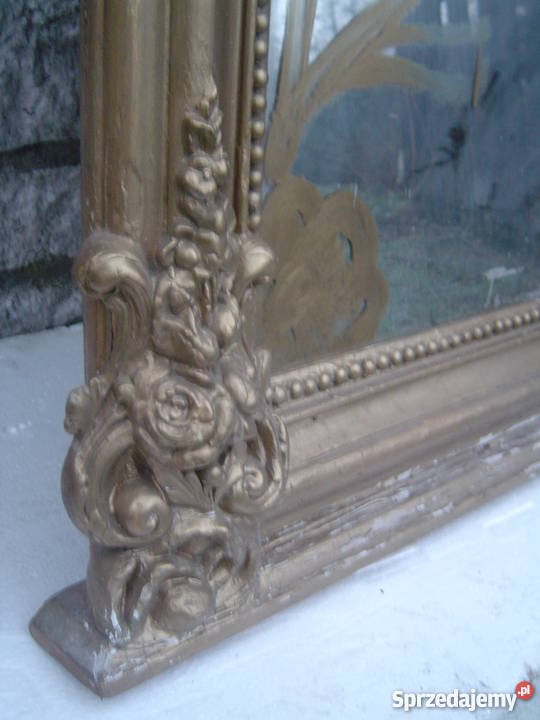 Antyczne duże lustro w zabytkowej ramie Wrocław