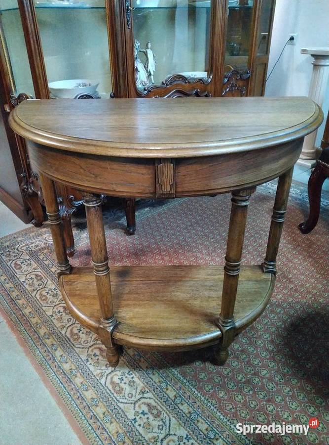 Konsola przyścienna dębowa półokrągła stolik podlaskie Białystok