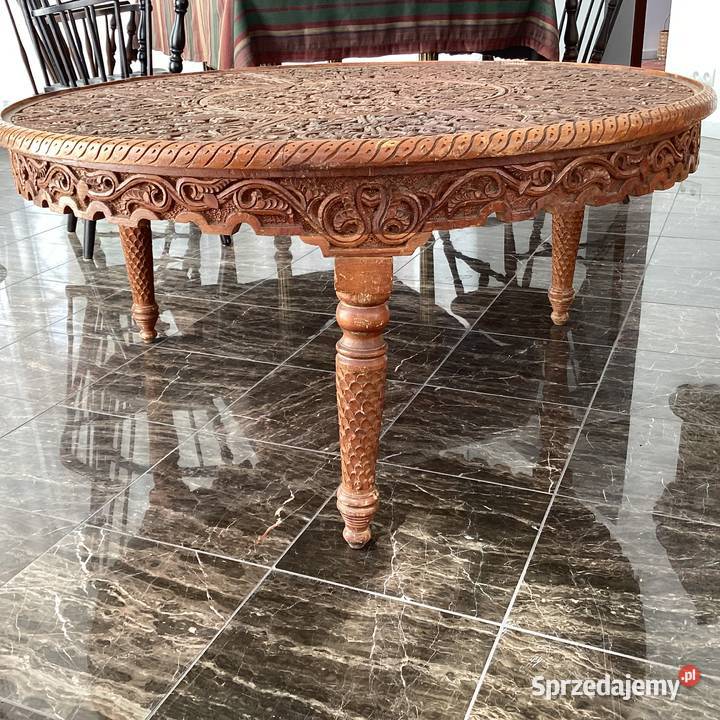 Stół rzeźbiony okrągły o średnicy 115 Warszawa