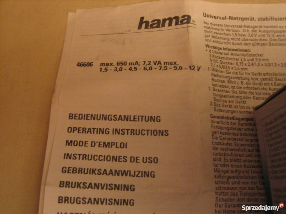 Nowe oryginalne zasilacze hama Bydgoszcz