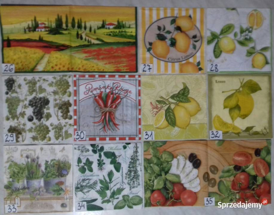 Serwetki decoupage lawenda zioła owoce warzywa Laskowiec