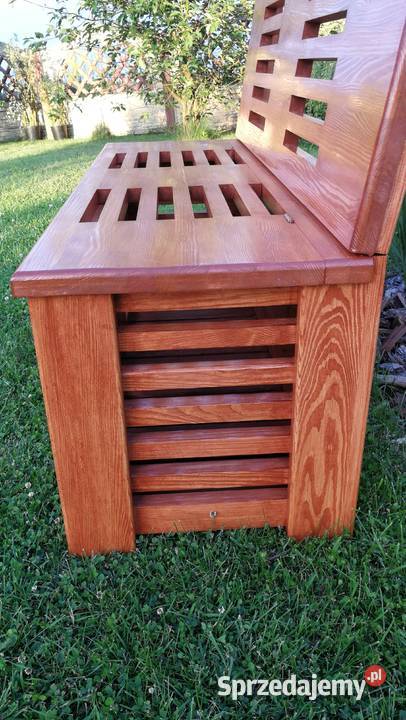 Skrzynia ze składanym odchylonym oparciem ławka 120cm Radków