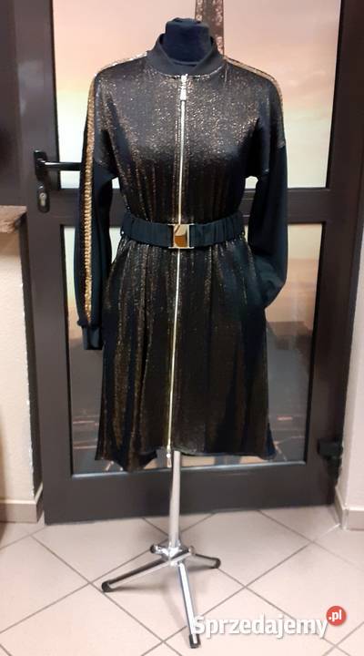 Sukienka czarna złote cekiny błyszcząca r 42 46 Kartuzy