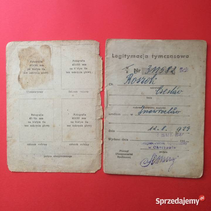 1708 Legitymacja Ubezpieczalni Społecznej Szczecin