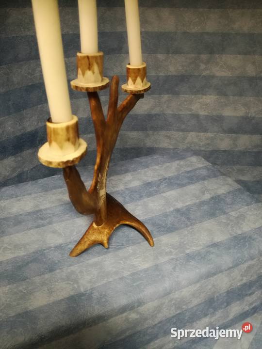 Świecznik wykonany z poroża Stargard sprzedam