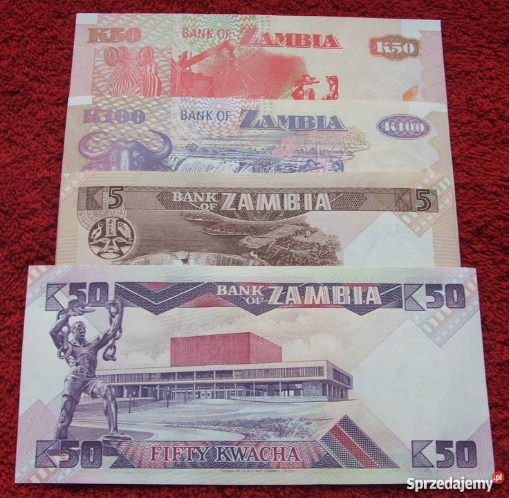 ZAMBIA Kolekcjonerskie Banknoty Zestaw 4 sztuki Katowice