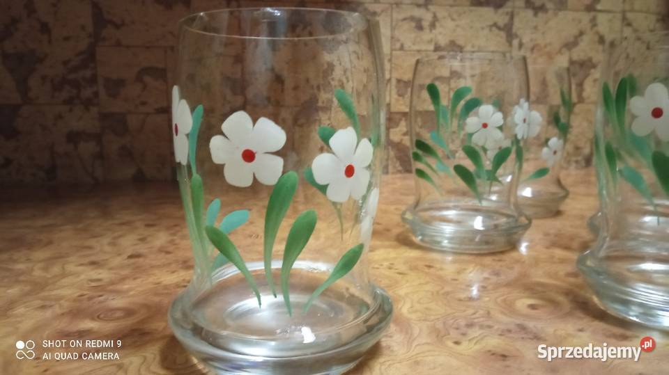 Szklanki ręcznie malowane z lat PRL sprzedam dolnośląskie Wrocław sprzedam