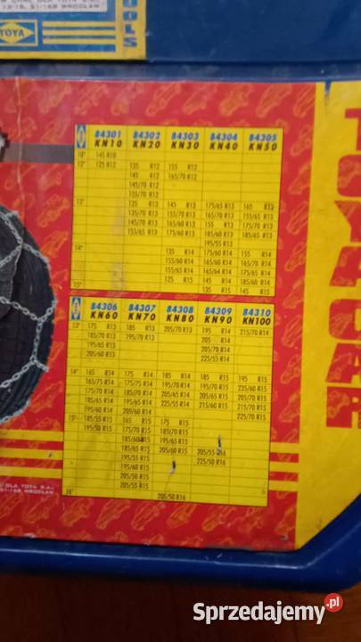 łańcuchy śniegowe TOYA Łańcuchy śniegowe dolnośląskie Wrocław sprzedam