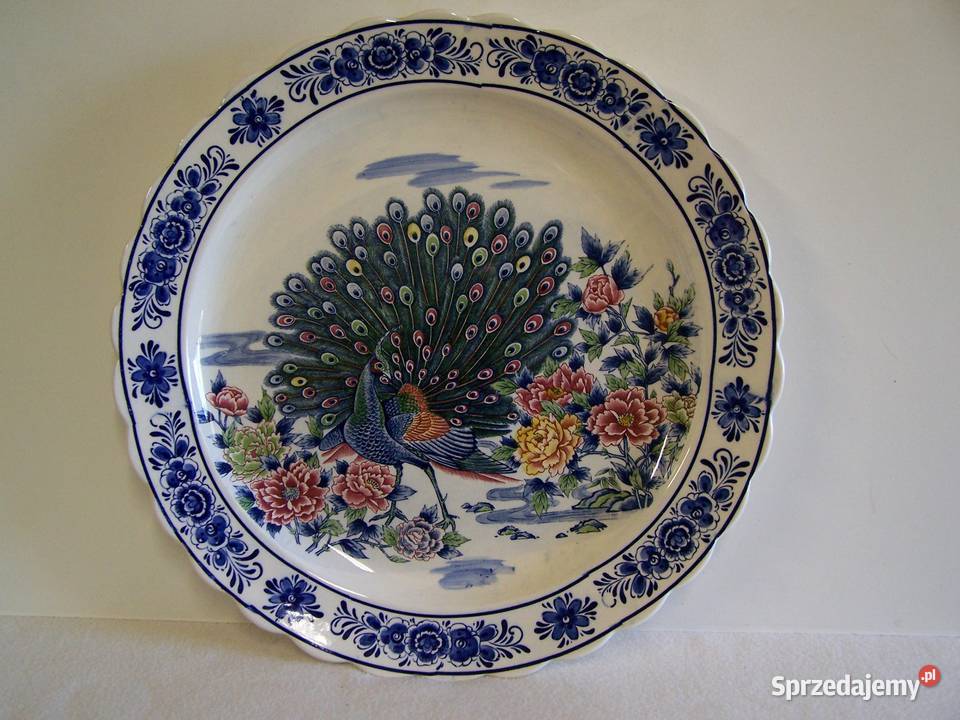 Niespotykanie duży talerz paw w pełnej krasie Koszalin