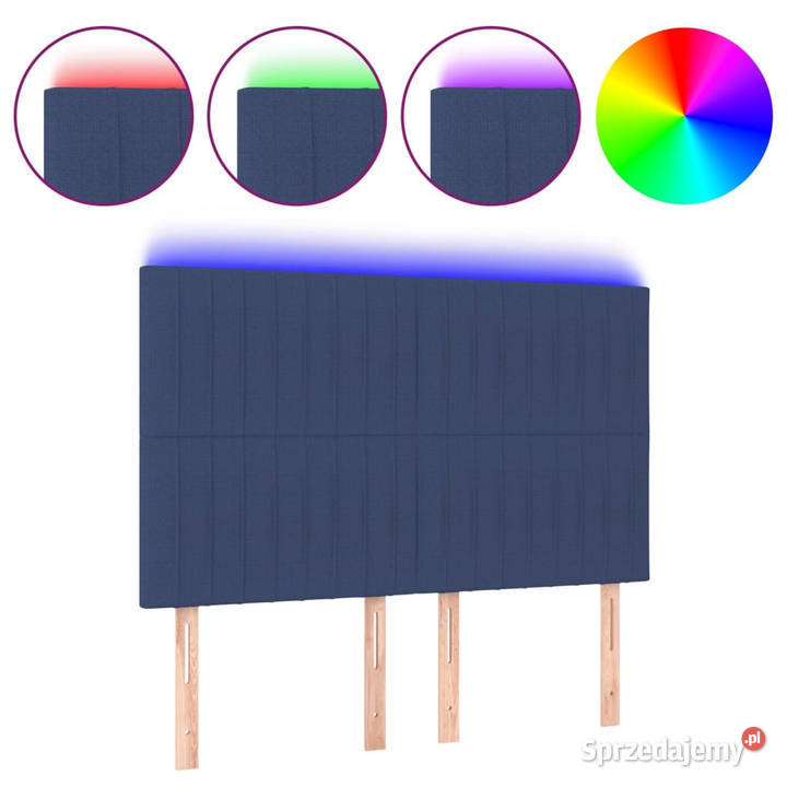 Zagłówek do łóżka z LED niebieski 144x5x118128 sprzedam