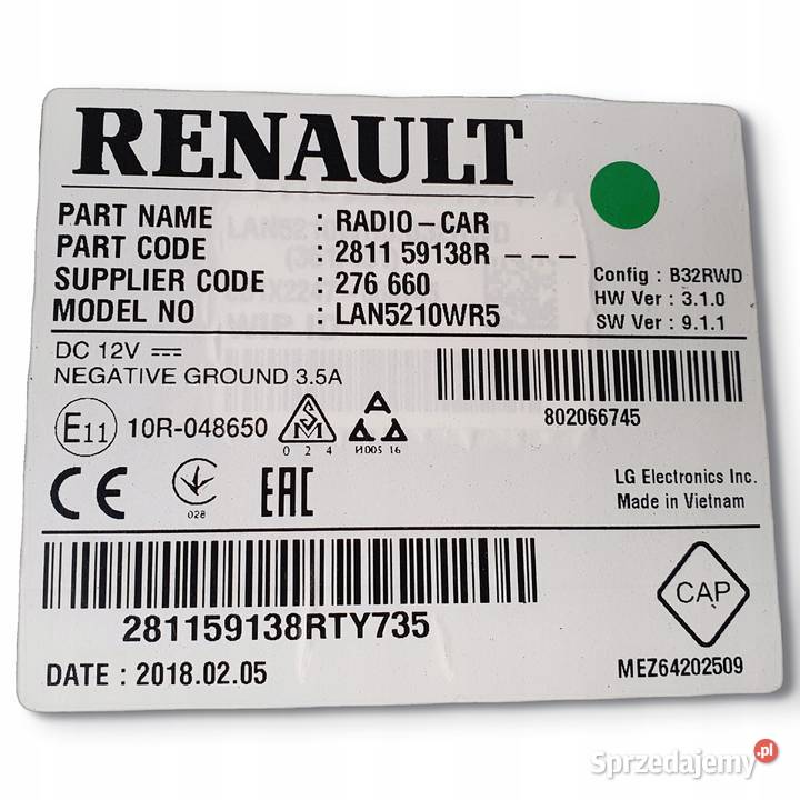 RADIO CD RADIOODTWARZACZ Nawigacja Navi Renault osobowe Chełm
