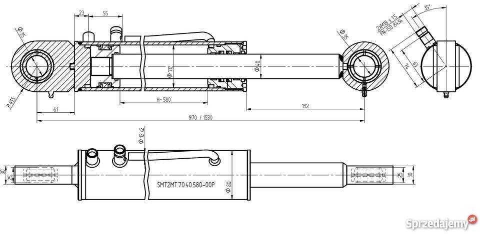 SIŁOWNIK HYDRAULICZNY CYLINDER 490 METAL TECHNIK