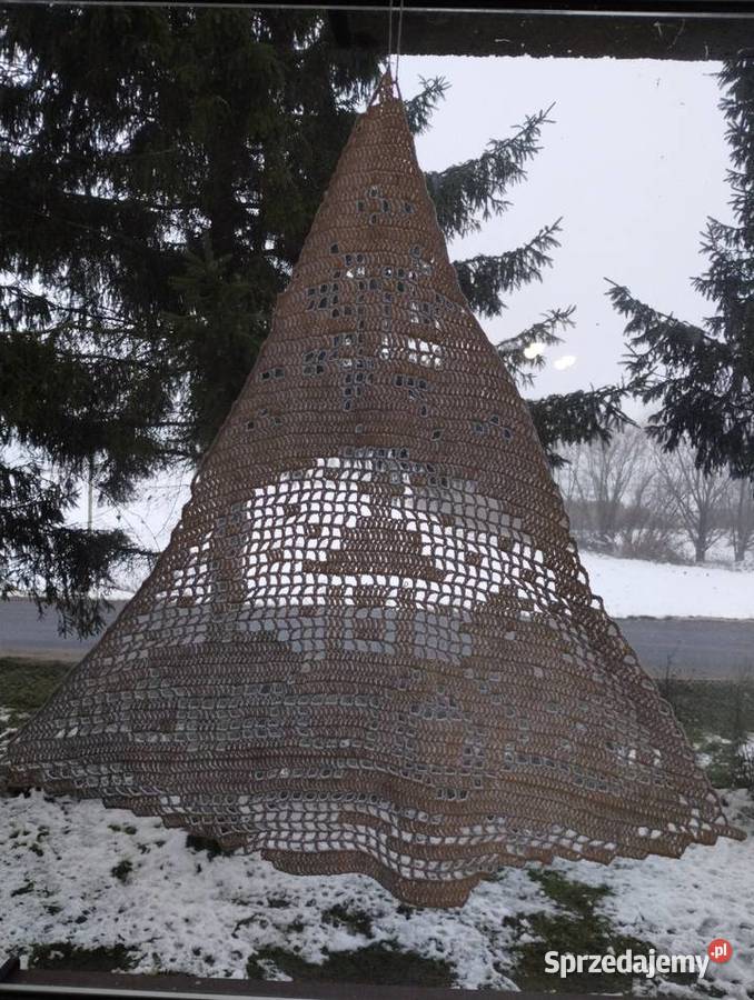 Duża ozdoba choinka na okno na szydełku biały Nieżywięć sprzedam