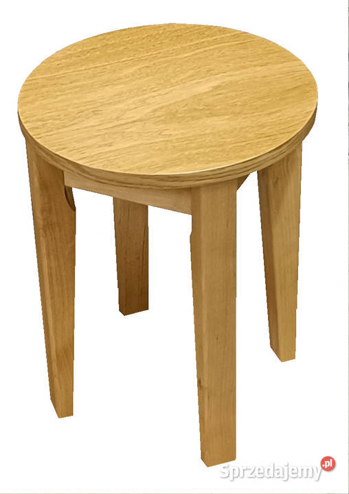 TABORET OKRĄGŁY TAPICEROWANY TWARDY DREWNIANY Tołkiny