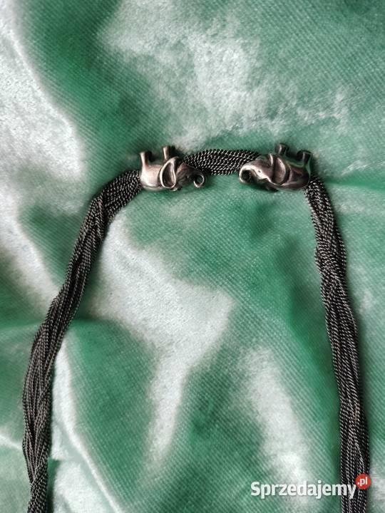 Piękna srebrna kolia 925 pleciona że słonikami zachodniopomorskie Choszczno sprzedam