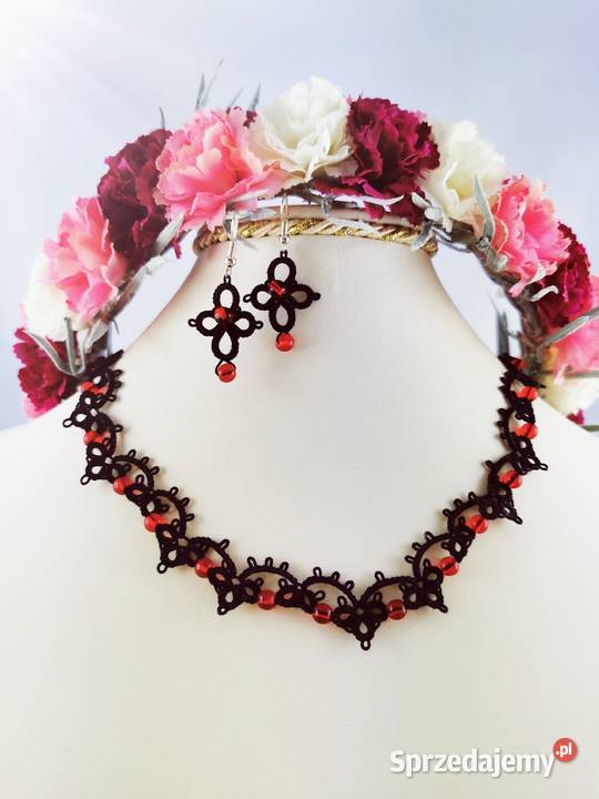 Biżuteria frywolitkowa Naszyjniki Wiśniowa