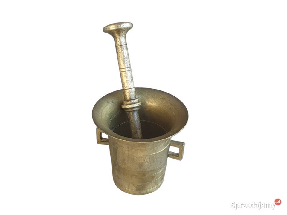 Stary mosiężny moździerz kuchenny sygnowany lata Cieszyn