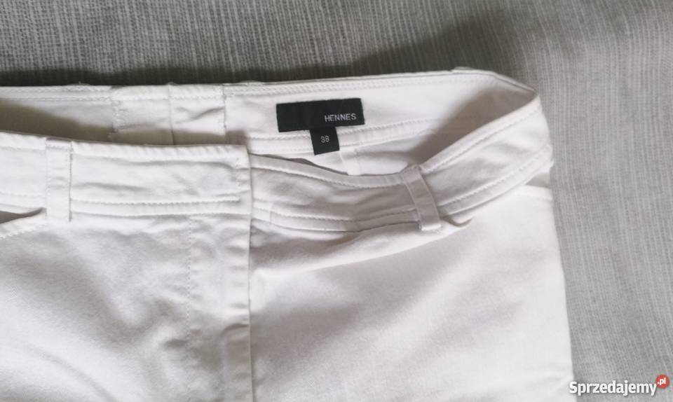 BIAŁE JEANSOWE SPODNIE HENNES R38 biały Łódź
