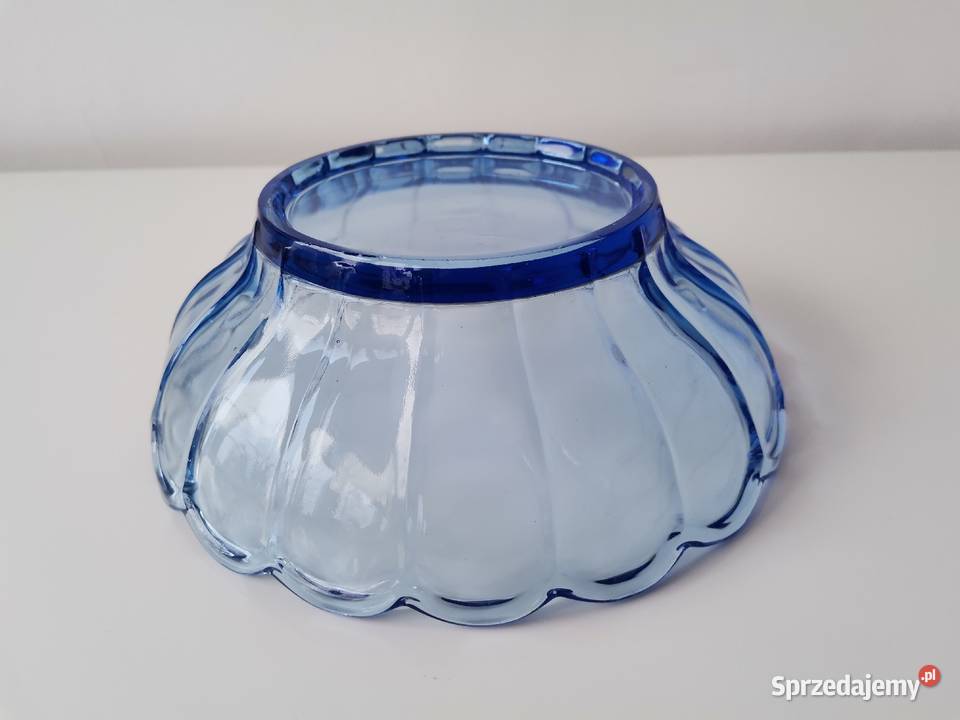 Stara niebieska misa szkło Art Deco Katowice