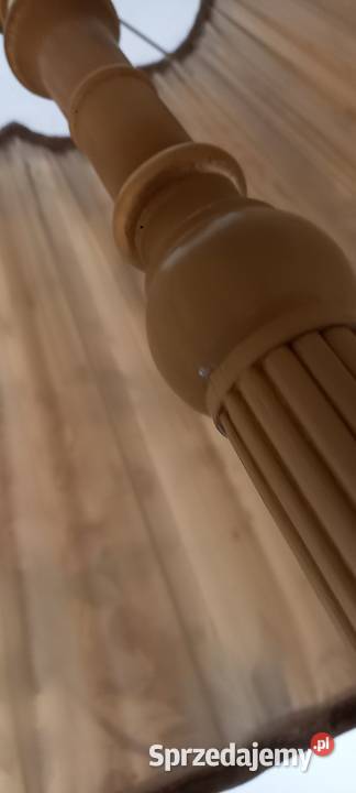 Elegancka drewniana lampa podłogowa z abażurem Skierniewice sprzedam