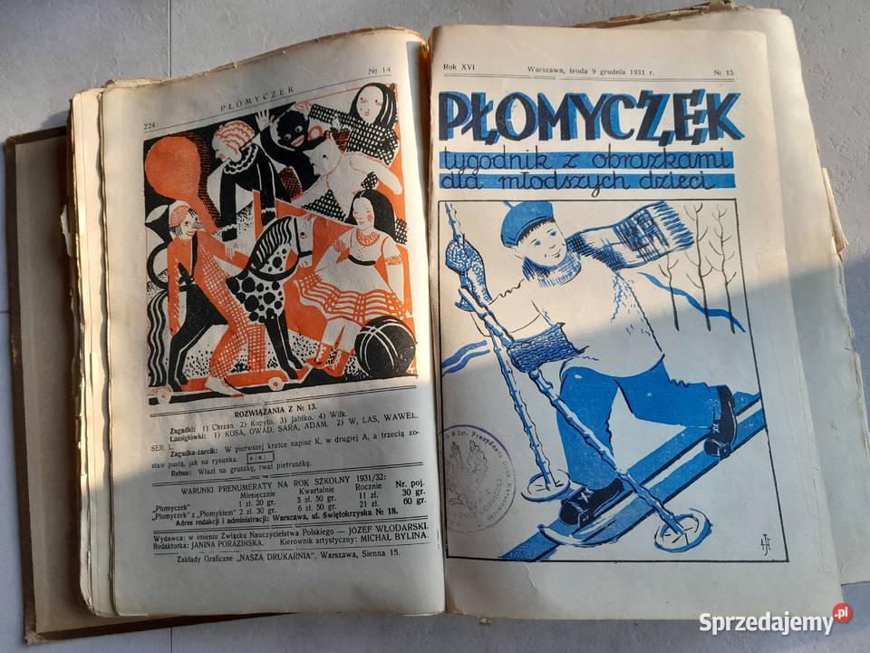Stary przedwojenny tygodnik dzieci Płomyczek