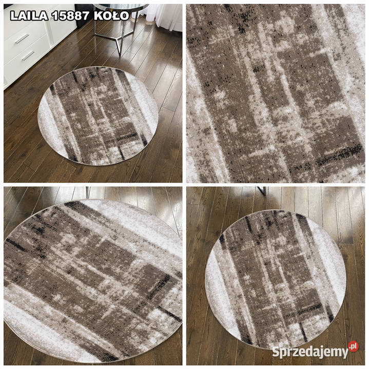 OKRĄGŁY DYWAN 100X100 GĘSTY WŁOS LAILA 15887 Białystok