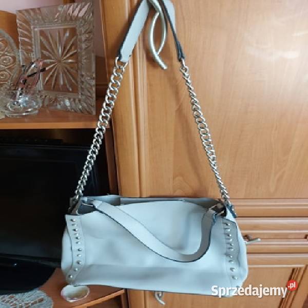 Szara Duża Torba Skórzana Na Ramę Na Zamek lubuskie Drezdenko