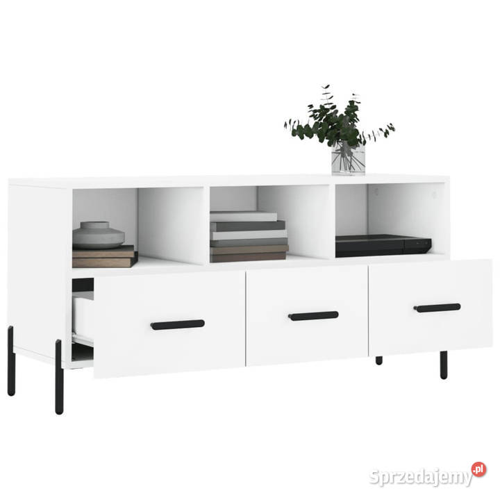 Szafka pod TV biała 102x36x50 materiał