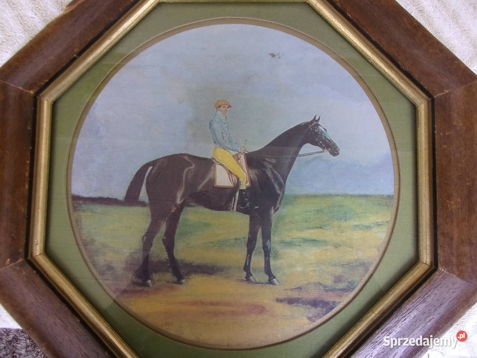 stary cenny obraz z początku XXw Dżokej na Warszawa