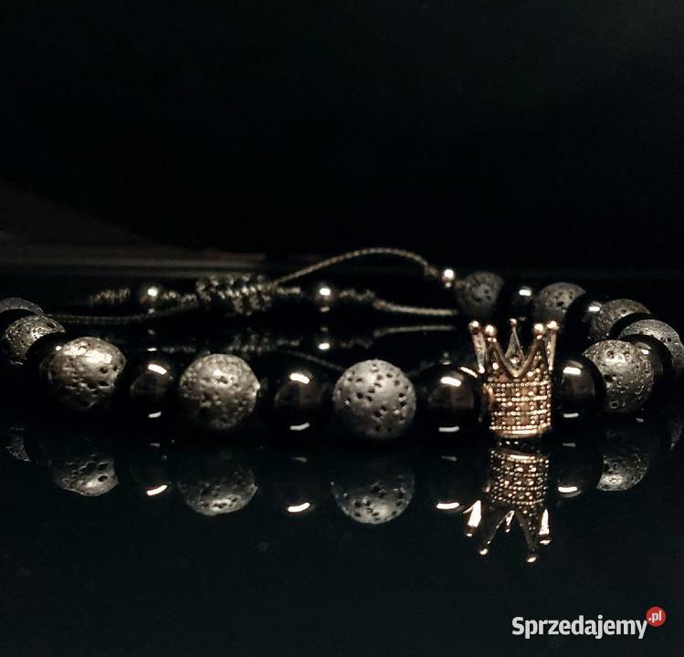 Bransoletka korona stal kamień Lawa Agat Katowice