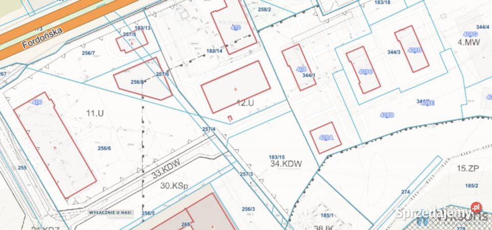 Ogłoszenie grunt Bydgoszcz Fordońska 3689m2