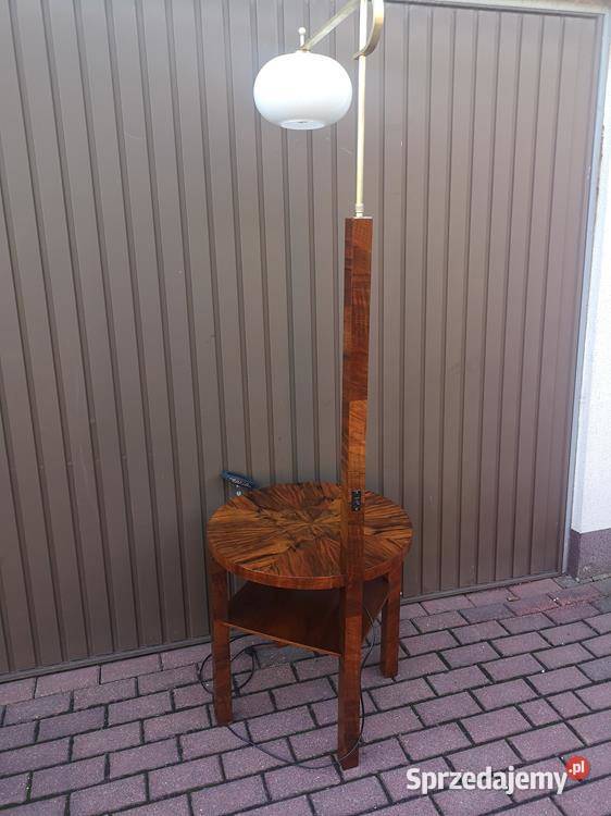 Lampa Podłogowa Ze Stolikiem Art Deco Orzech Swarzędz