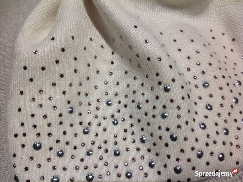 Biała Czapka Damska uniwersalny Kaszmir NOWA