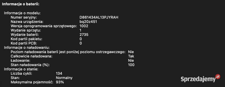 Apple Macbook air 13 M1 16256Gb 93 bateria 16GB Gdańsk sprzedam