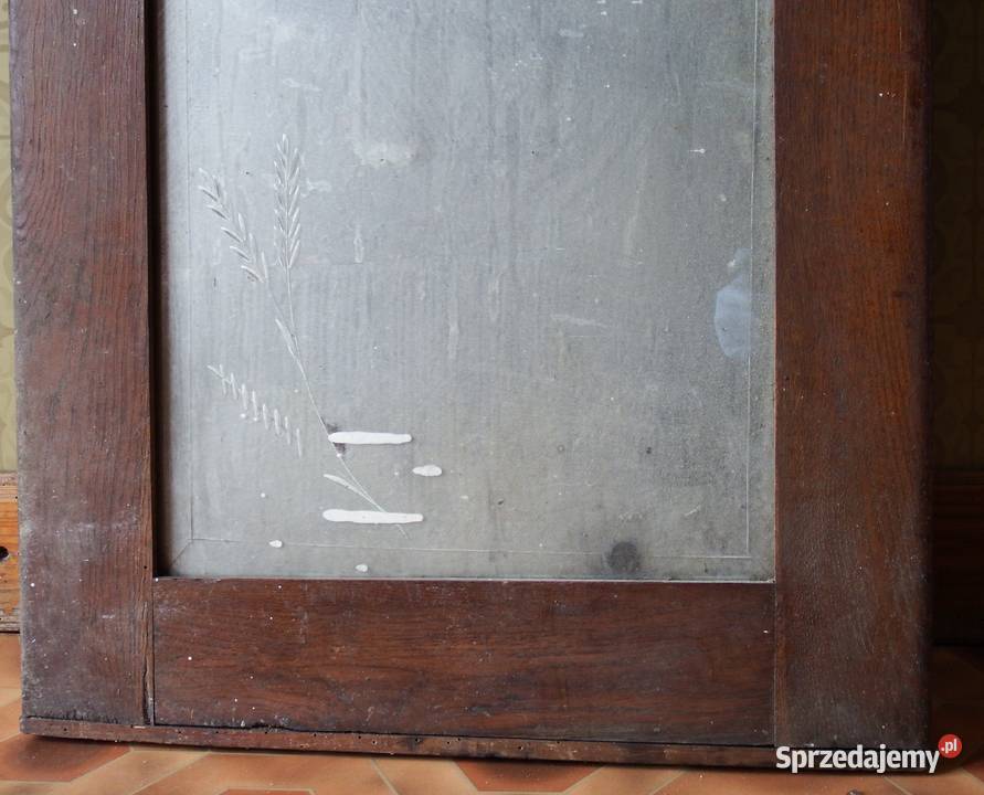 Lustro w drewnianej oprawie PRL do renowacji Mińsk Mazowiecki