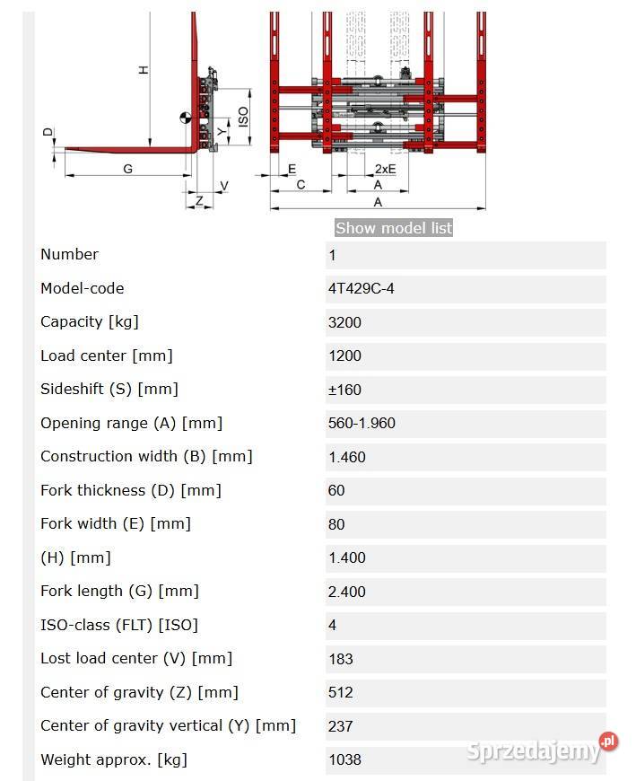 Paletyzer na 2 4 6 palet Kaup 4T429C4 widły 240 Części maszyn i innych pojazdów