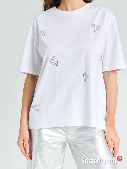 biały tshirt z cyrkoniami Sinsay Olkusz