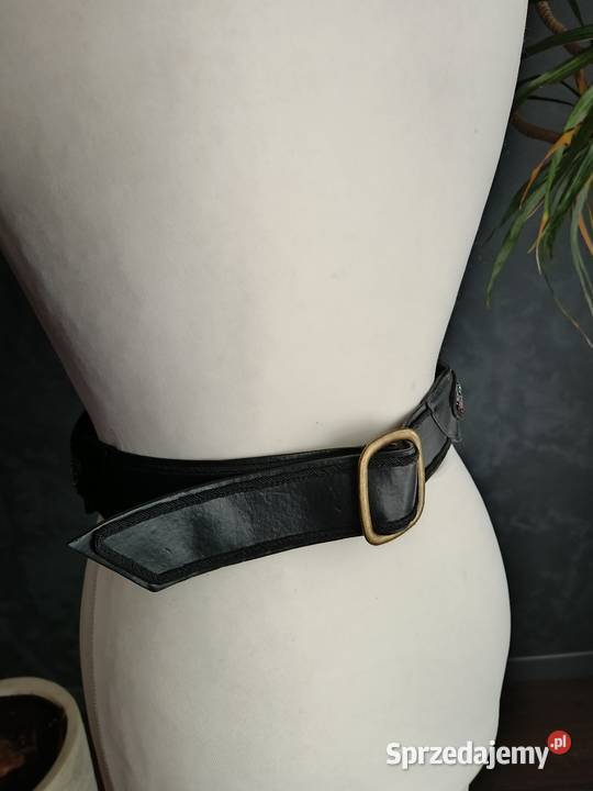 Koralikowy szeroki pasek retro S czarny Białystok