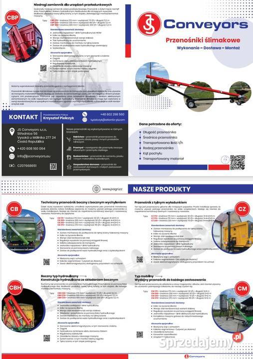 Przenośnik ślimakowy wyładowczy żmijka Łosice