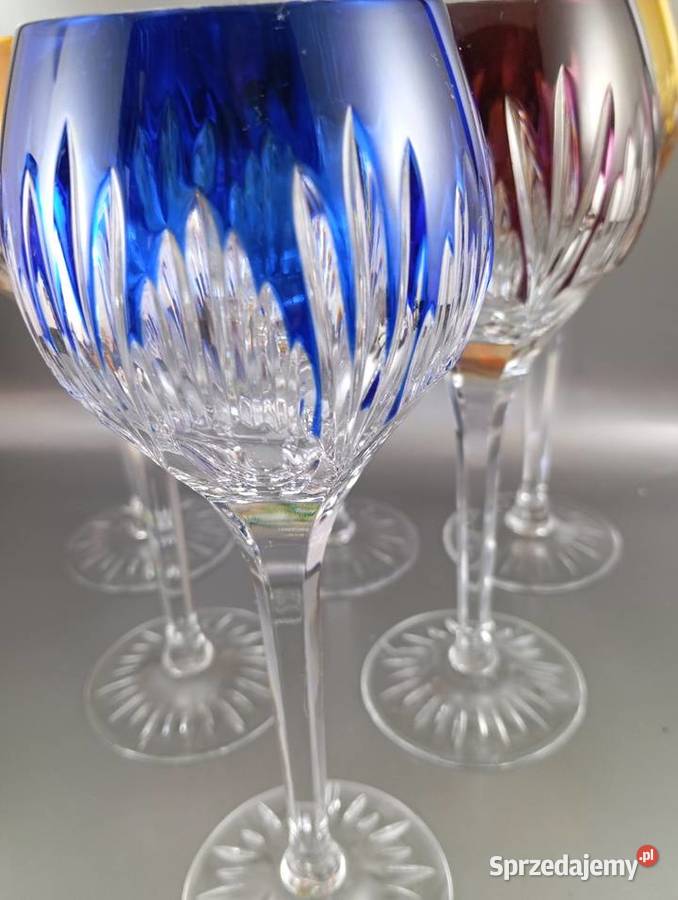 Kieliszki do wina kolorowy krysztal 6 sztuk Zielona Góra