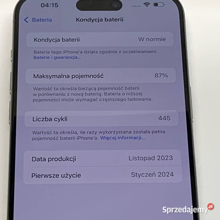APPLE iPhone 15 PRO 8256GB Smartfon TYTAN Bat 87 Apple / iPhone Warszawa