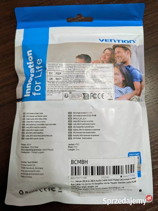 Kabel Vention 2xRCA do 2xRCA o długości 2m łódzkie Ksawerów