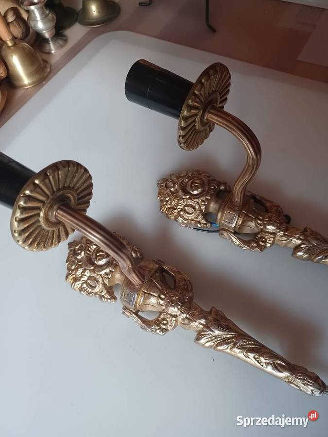 Piękne masywne mosiężne kinkiety Poznań